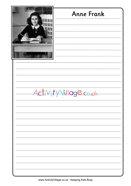 Anne Frank Notebooking Page