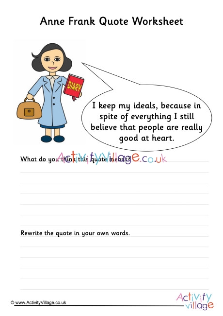 Anne Frank Quote Worksheet