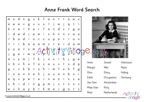Anne Frank word search