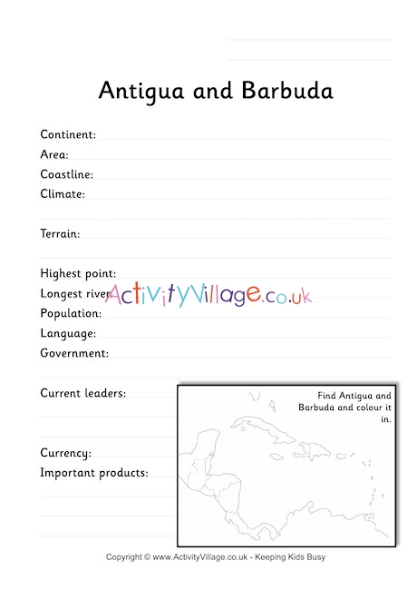 Antigua and Barbuda Fact Worksheet