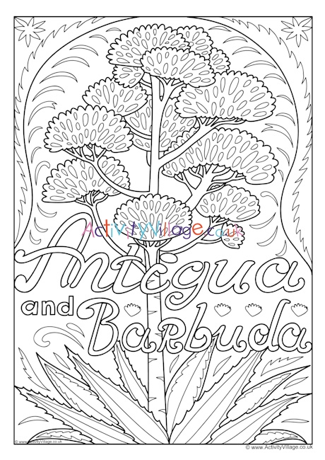 Antigua and Barbuda national flower colouring page