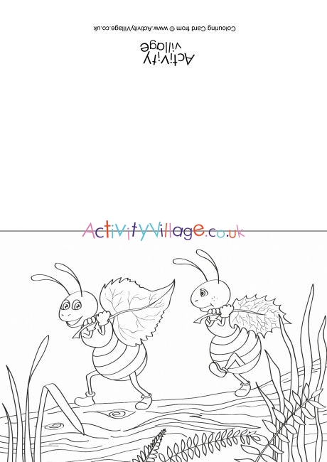 Ants Scene Colouring Card