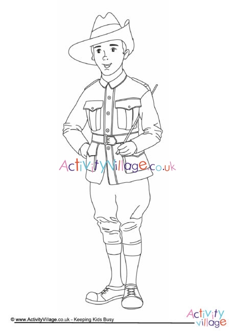 ANZAC soldier colouring page