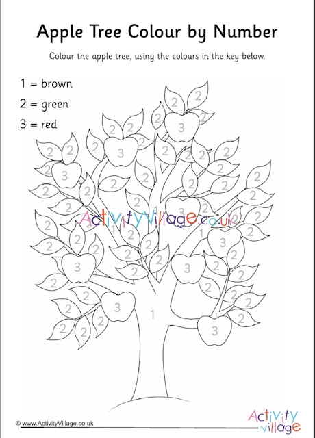 Apple tree colour by number