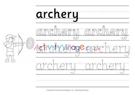 Archery handwriting worksheet