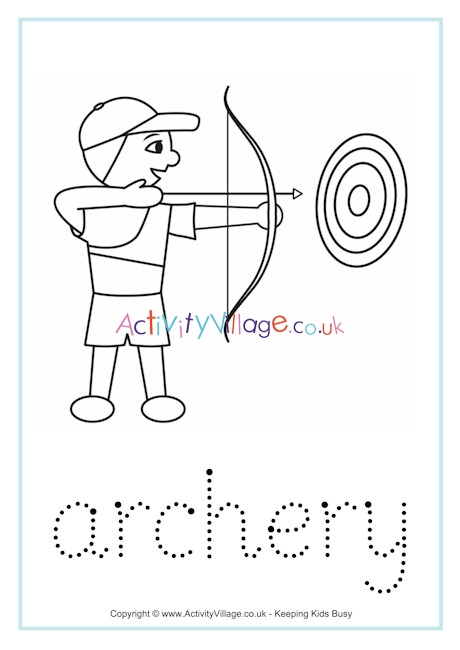 Archery tracing worksheet