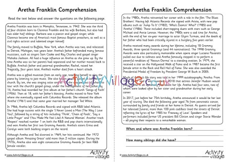 Aretha Franklin Comprehension