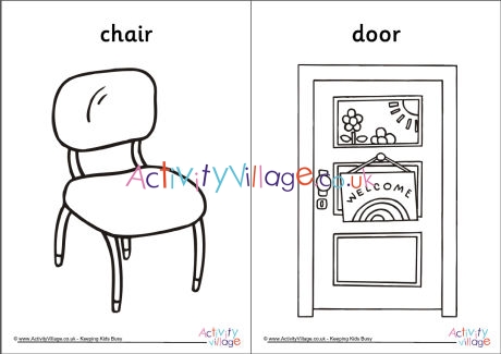 Around the classroom colouring pages set