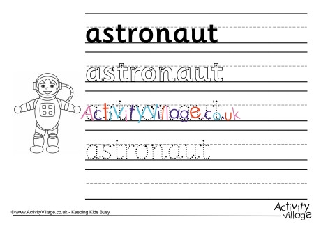Astronaut handwriting worksheet