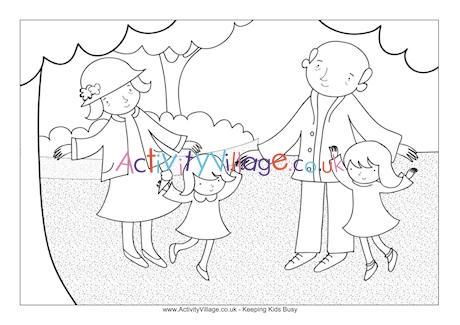 At the park colouring page
