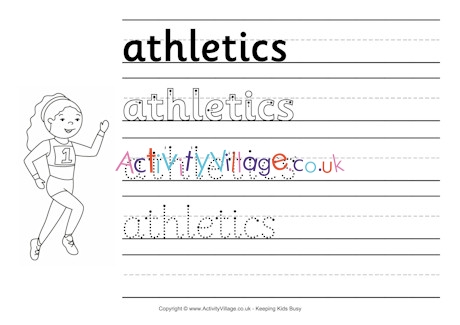 Athletics handwriting worksheet