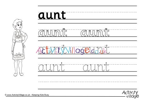 Aunt Handwriting Worksheet