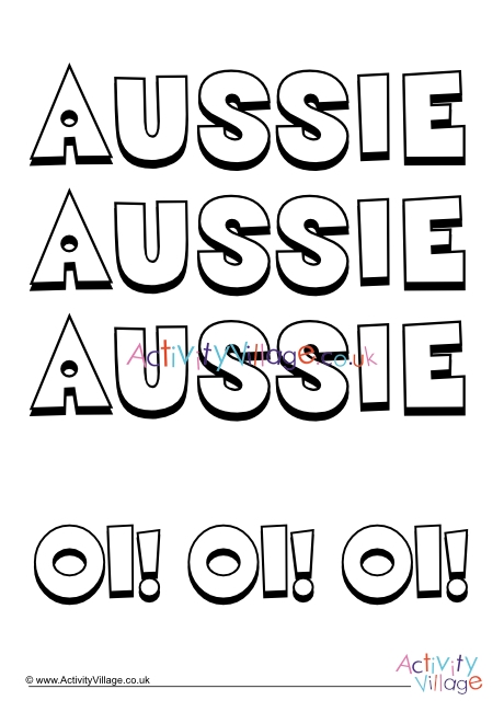 Aussie Aussie Aussie colouring page