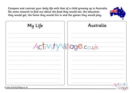 Australia Compare And Contrast Worksheet