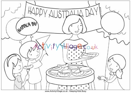 Australia Day barbecue colouring page
