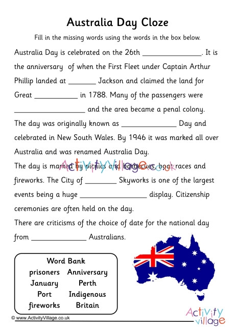 Australia Day Cloze