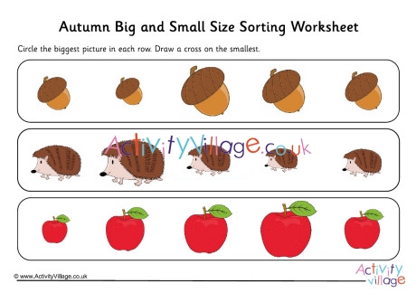 Autumn Big And Small Size Sorting Worksheet