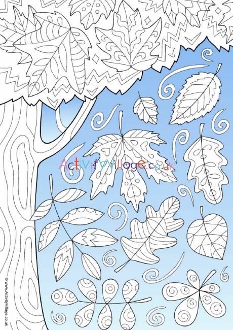 Autumn colour pop colouring page