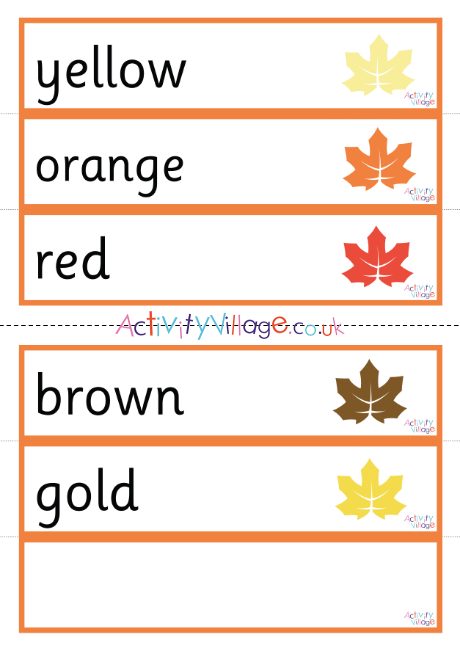 Autumn Colour Words Cards
