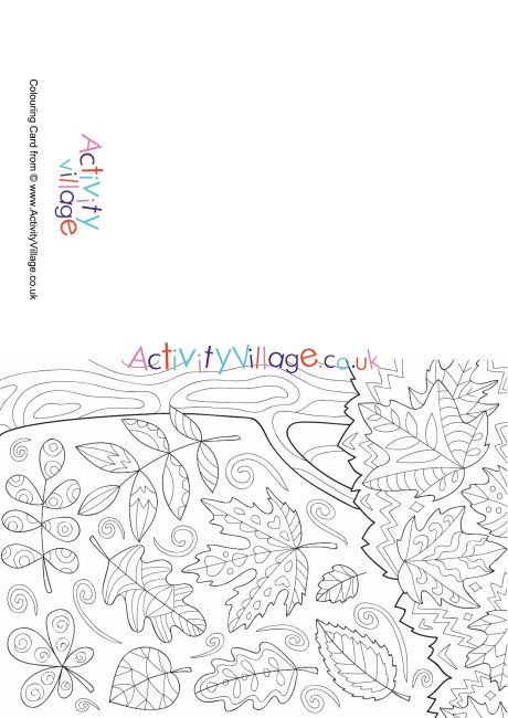Autumn Doodle Colouring Card
