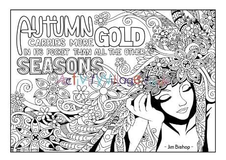Autumn gold colouring page