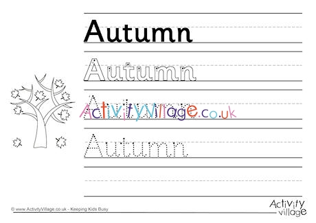 Autumn handwriting worksheet