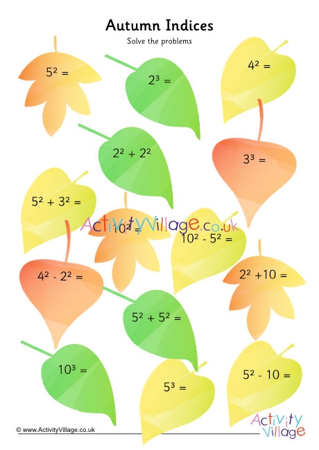 Autumn indices worksheet