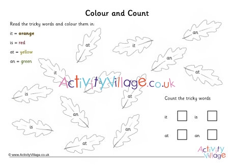 Autumn tricky word colour and count