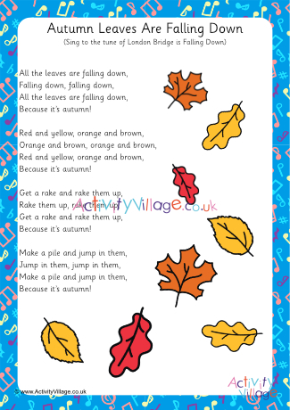 Autumn Leaves Are Falling Down Song Printable 