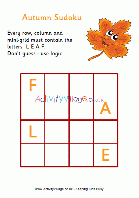 Autumn word sudoku - easy