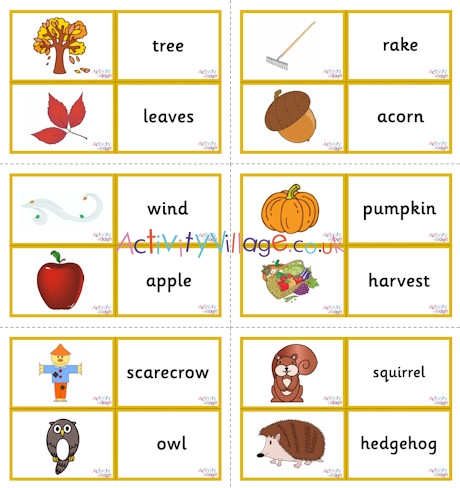 Autumn vocabulary matching cards