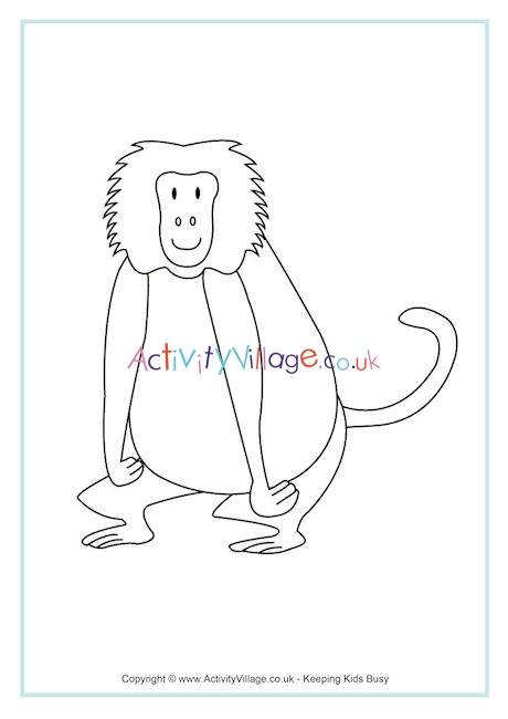 Baboon Colouring Page