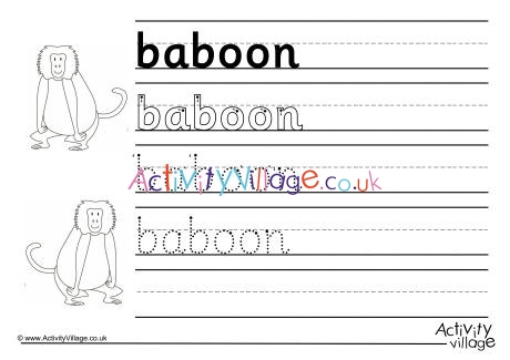 Baboon Handwriting Worksheet