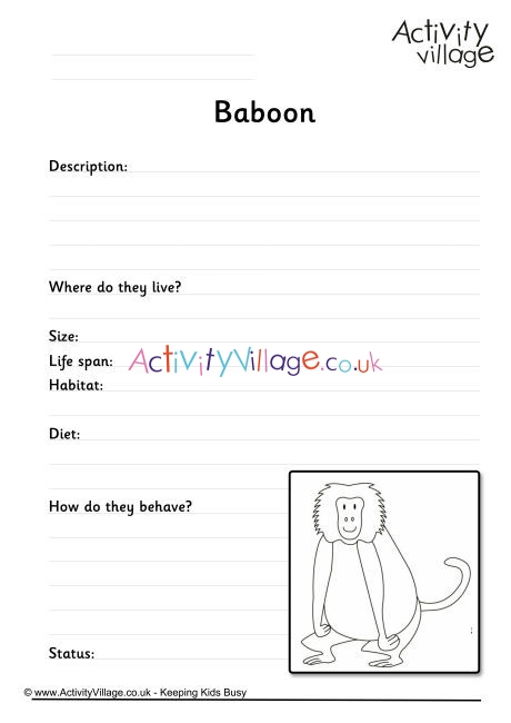 Baboon Worksheet