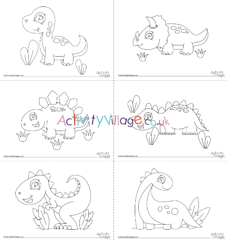 Baby dinosaurs colouring batch 2 - simple