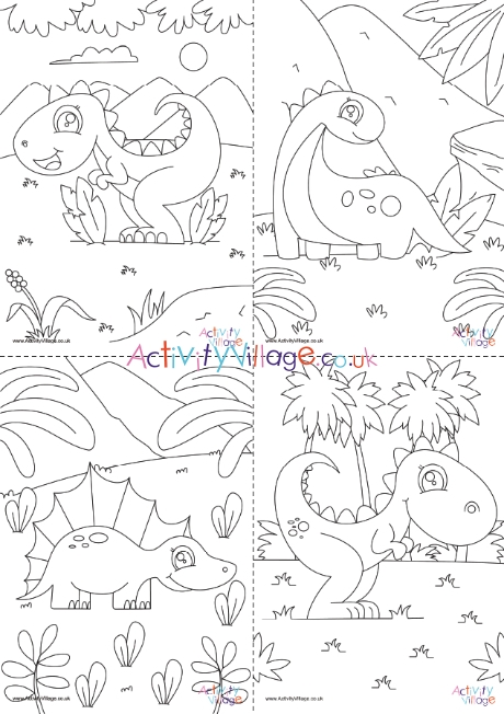 Baby dinosaurs colouring batch 2 - detailed