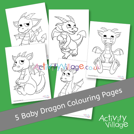 Baby dragon colouring pages