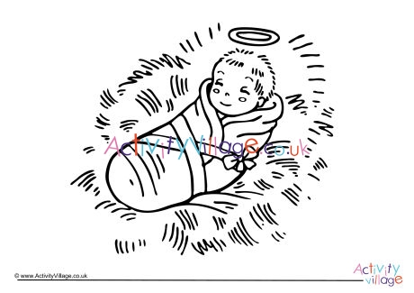 Baby Jesus colouring page 2