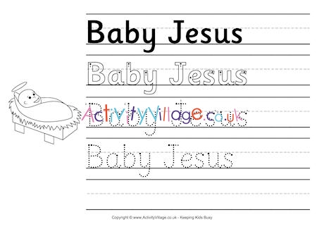 Baby Jesus handwriting worksheet