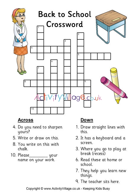 work or school assignment crossword
