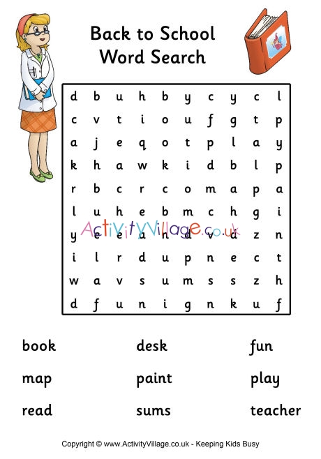 Back to school word search - easy