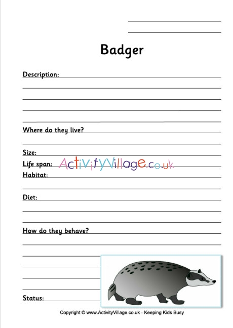 Badger Worksheet