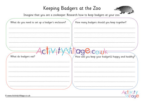 Badger Zookeeper Worksheet 