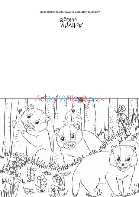 Badgers Scene Colouring Card