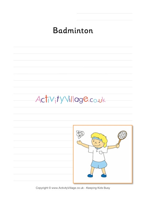 Badminton writing page