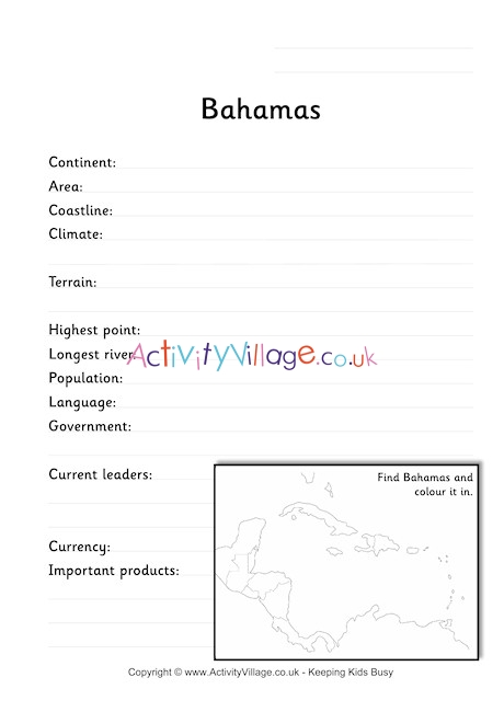Bahamas Fact Worksheet