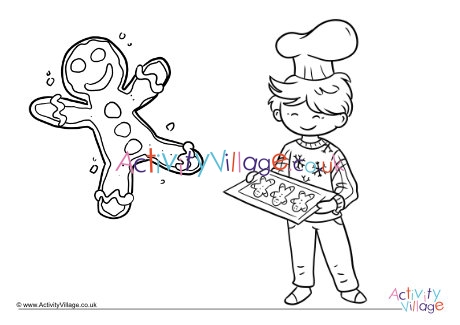 Baking Gingerbread Men Colouring Page