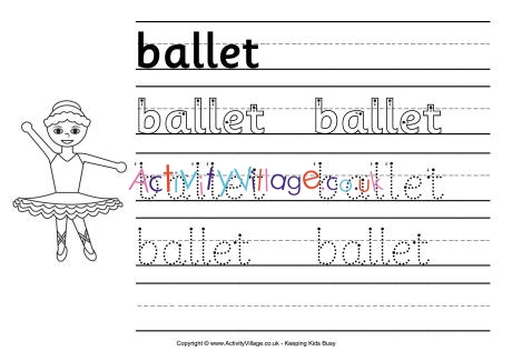 Ballet handwriting worksheet