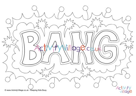 Bang colouring page