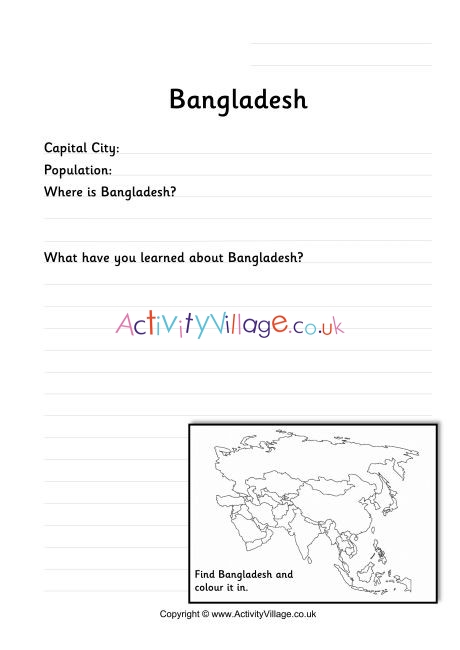 Bangladesh Worksheet